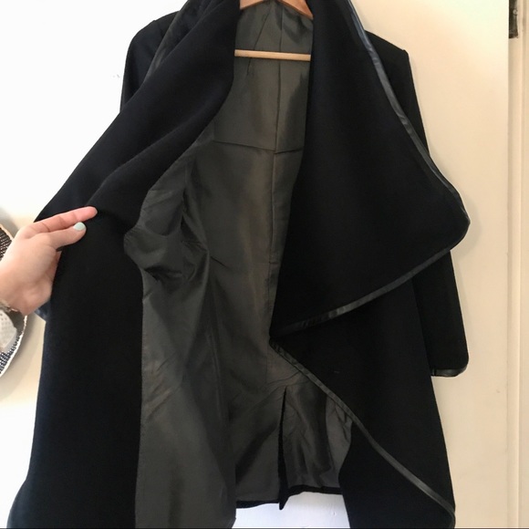 Custom Designed & Tailored Wool / Leather Coat, Size S - Picture 9 of 14